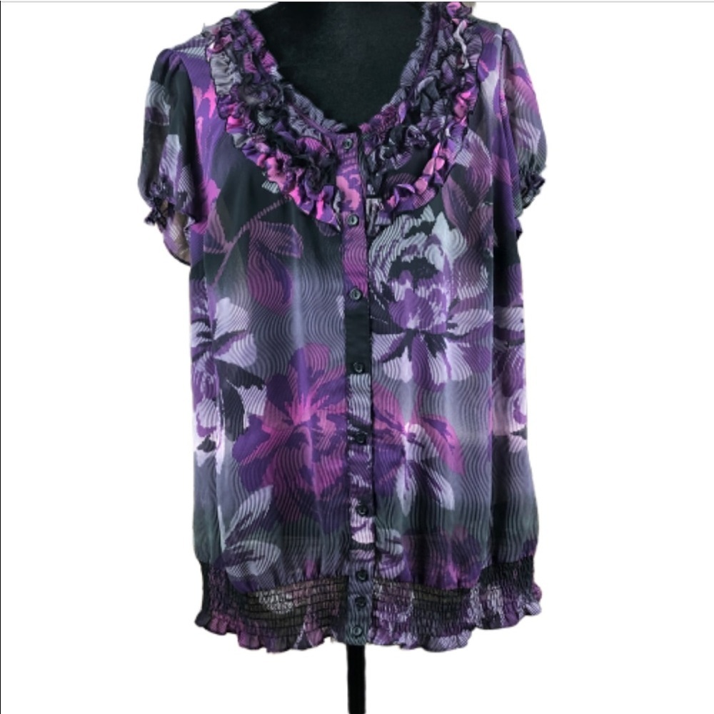 EAST 5TH TOP SHEER RUFFLE OUTLINE